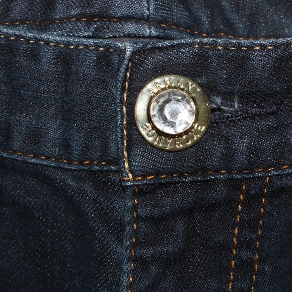 Armani Exchange Jewel Button Denim Blue Cuff Jeans - Picture 3 of 8